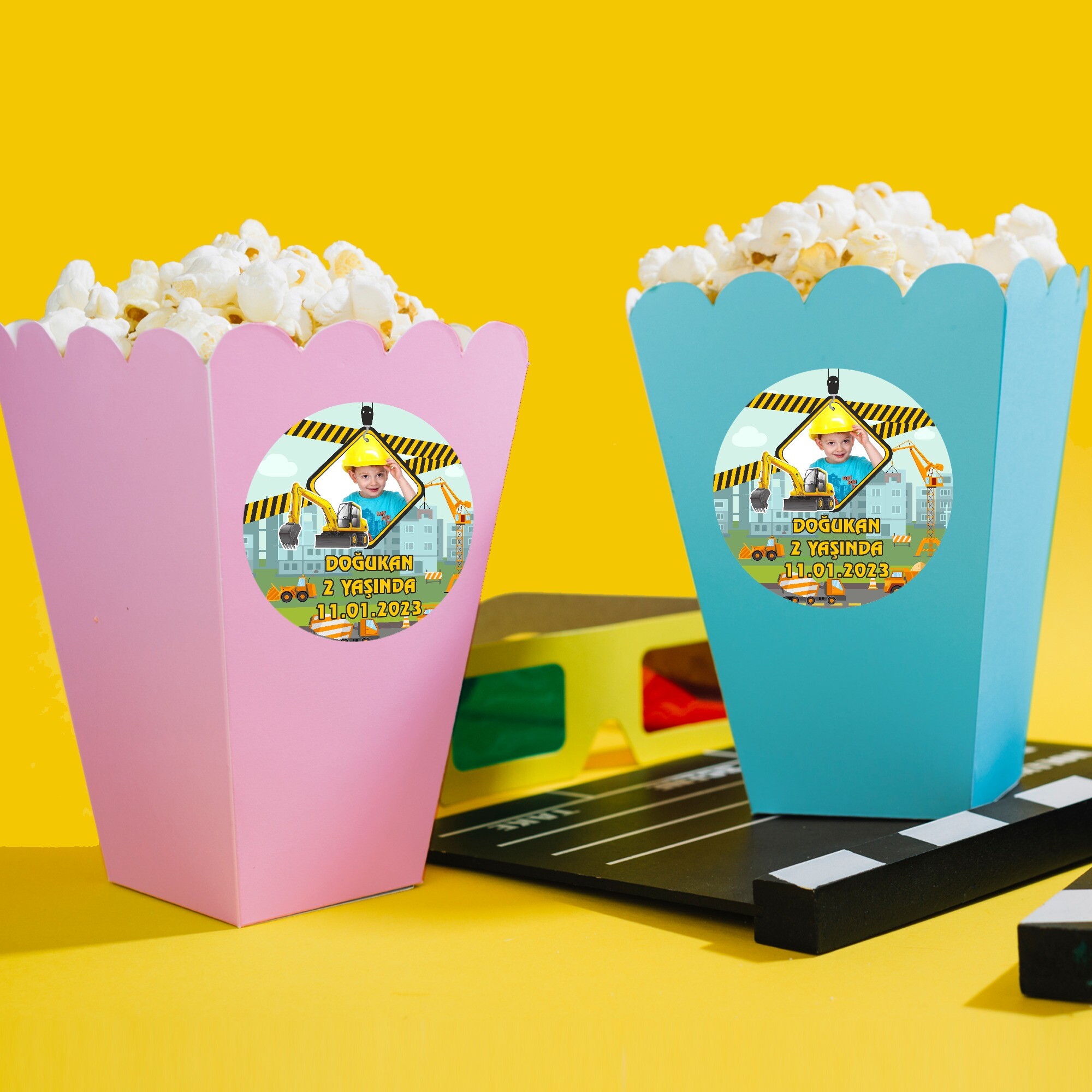 İş Makinaları Tasarımlı Popcorn Kutusu
