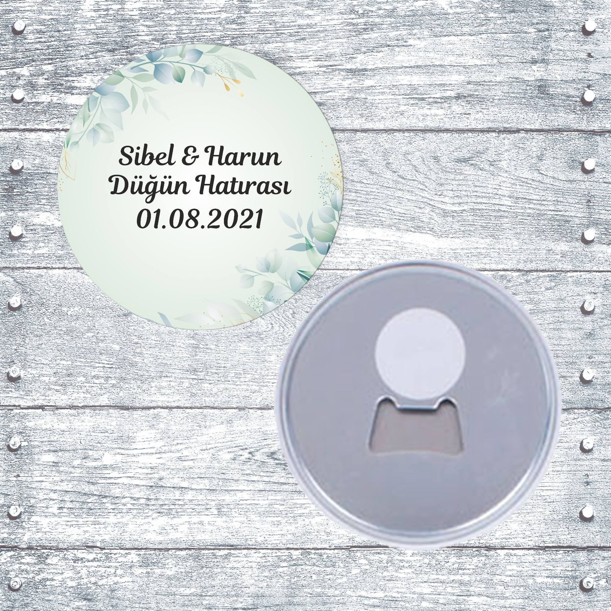 Su Yeşili Yapraklı Kına Düğün Daire Açacak Magnet
