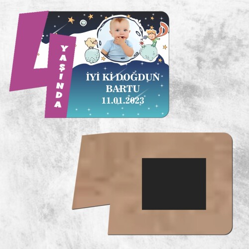 Küçük Prens 4 Yaş Mor Rakam Ahşap Magnet