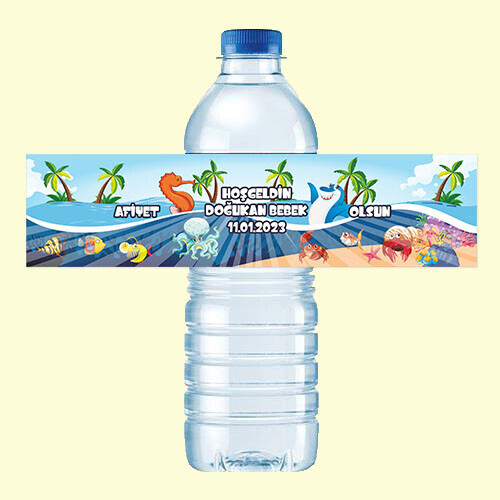 Deniz Canlıları Konsept Küçük Su Etiketi 500ML