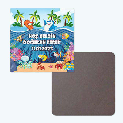 Deniz Canlıları Konsept Klasik Kare Bebek Magnet