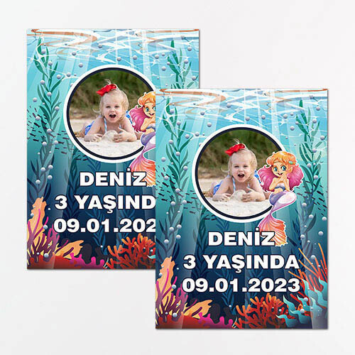 Deniz Kızı Dikdörtgen Parti Etiketi