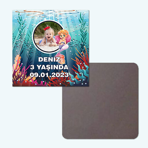 Deniz Kızı Kare Resimli Magnet