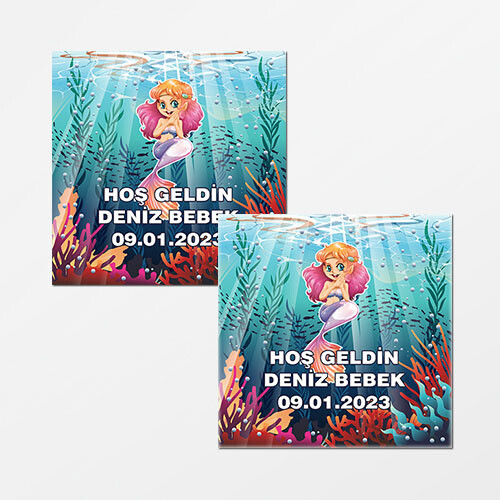 Deniz Kızı Kare Bebek Etiketi