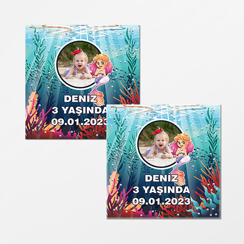 Deniz Kızı Kare Doğum Günü Sticker