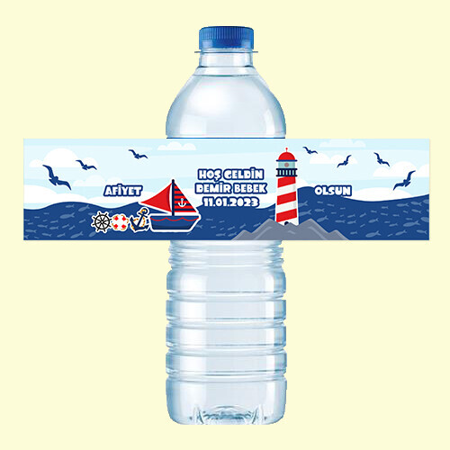 Denizci Teması Küçük Su Etiketi 500ML