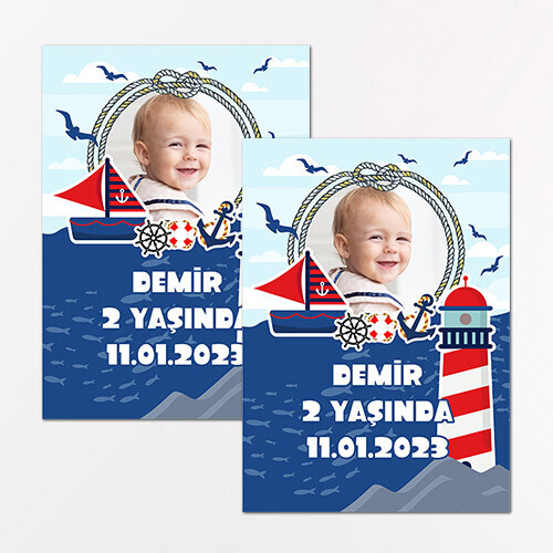 Denizci Teması Dikdörtgen Parti Etiketi