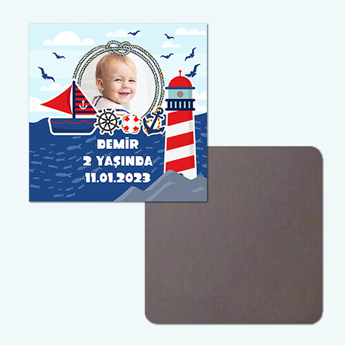 Denizci Teması Kare Resimli Magnet