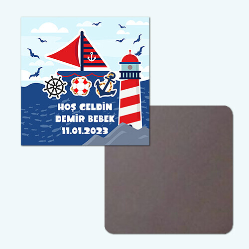 Denizci Teması Klasik Kare Bebek Magnet