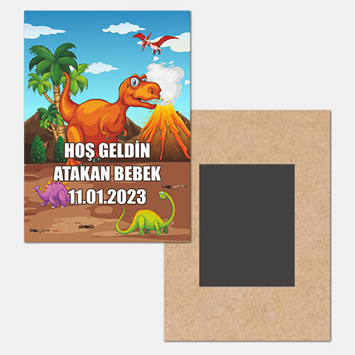Dinazor Temalı Ahşap Hediye Magnet