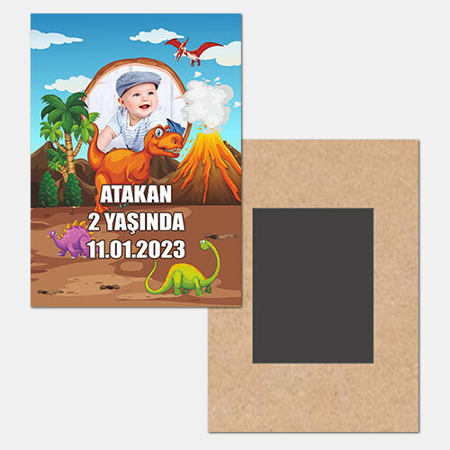 Dinazor Temalı Ahşap Buzdolabı Magneti