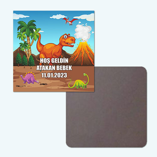 Dinazor Temalı Klasik Kare Bebek Magnet