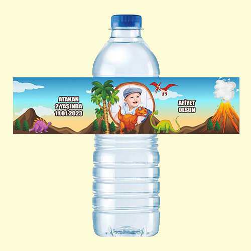 Dinazor Temalı 500ML Su Sargısı Etiketi