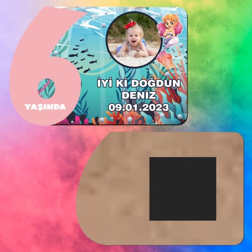 Deniz Kızı 6 Yaş Kız Çocuk Ahşap Pembe Rakam Magnet