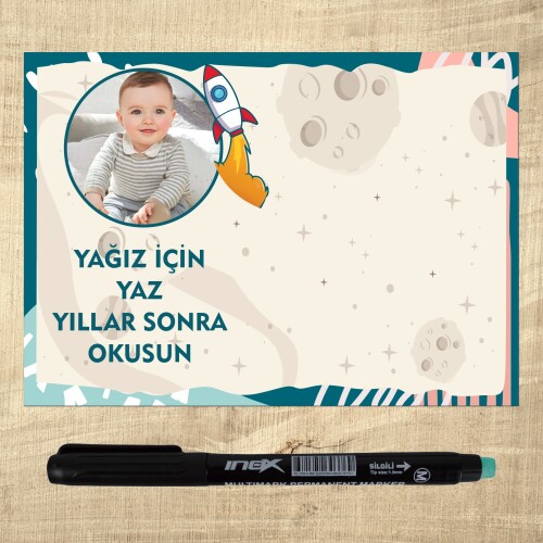 Roket Temalı Kalemli Magnet Notluk