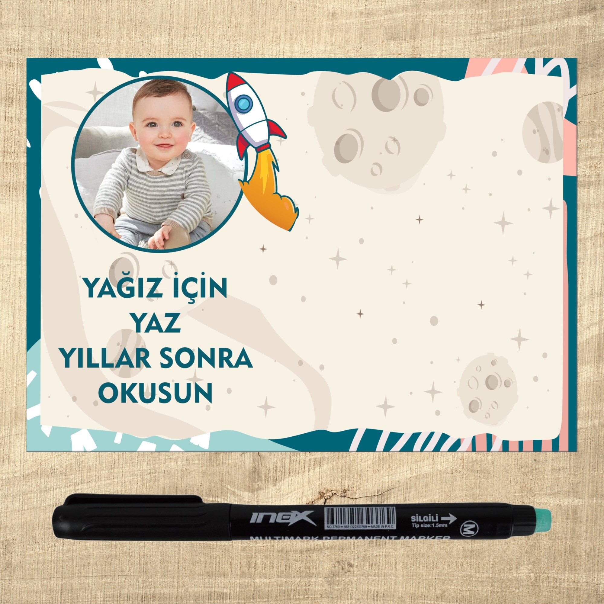 Roket Temalı Kalemli Magnet Notluk