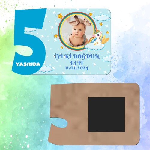Unicornlu 5 Yaşında Erkek Çocuk Magnet Ahşap