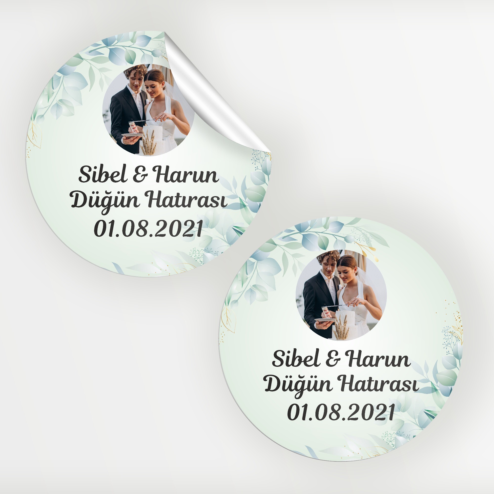 Su Yeşili Yapraklı Daire Kına Düğün Sticker
