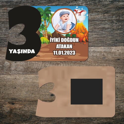 Dinazor Temalı 3 Rakamlı Hatıra Magnet Siyah