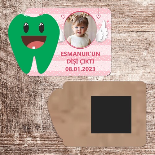 Melek Kanadı Temalı Artık Isırabilirim Magnet Ahşap Yeşil