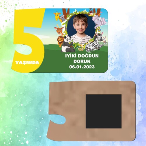 Safari Temalı 5 Yaşında Magnet Sarı Rakam