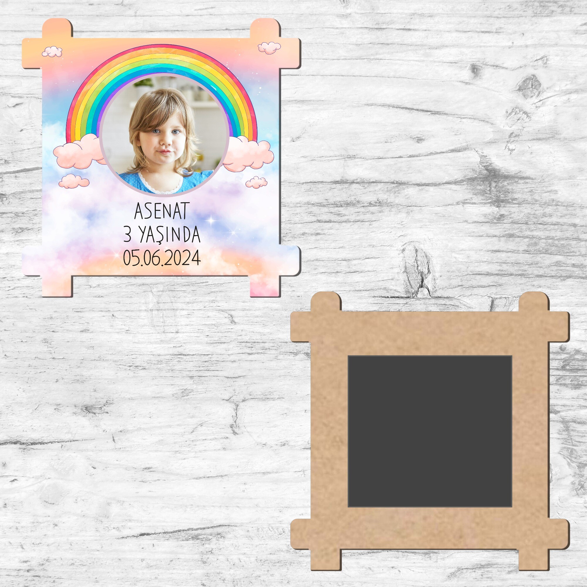Gökkuşağı Temalı Ahşap Çit Şeklinde Magnet