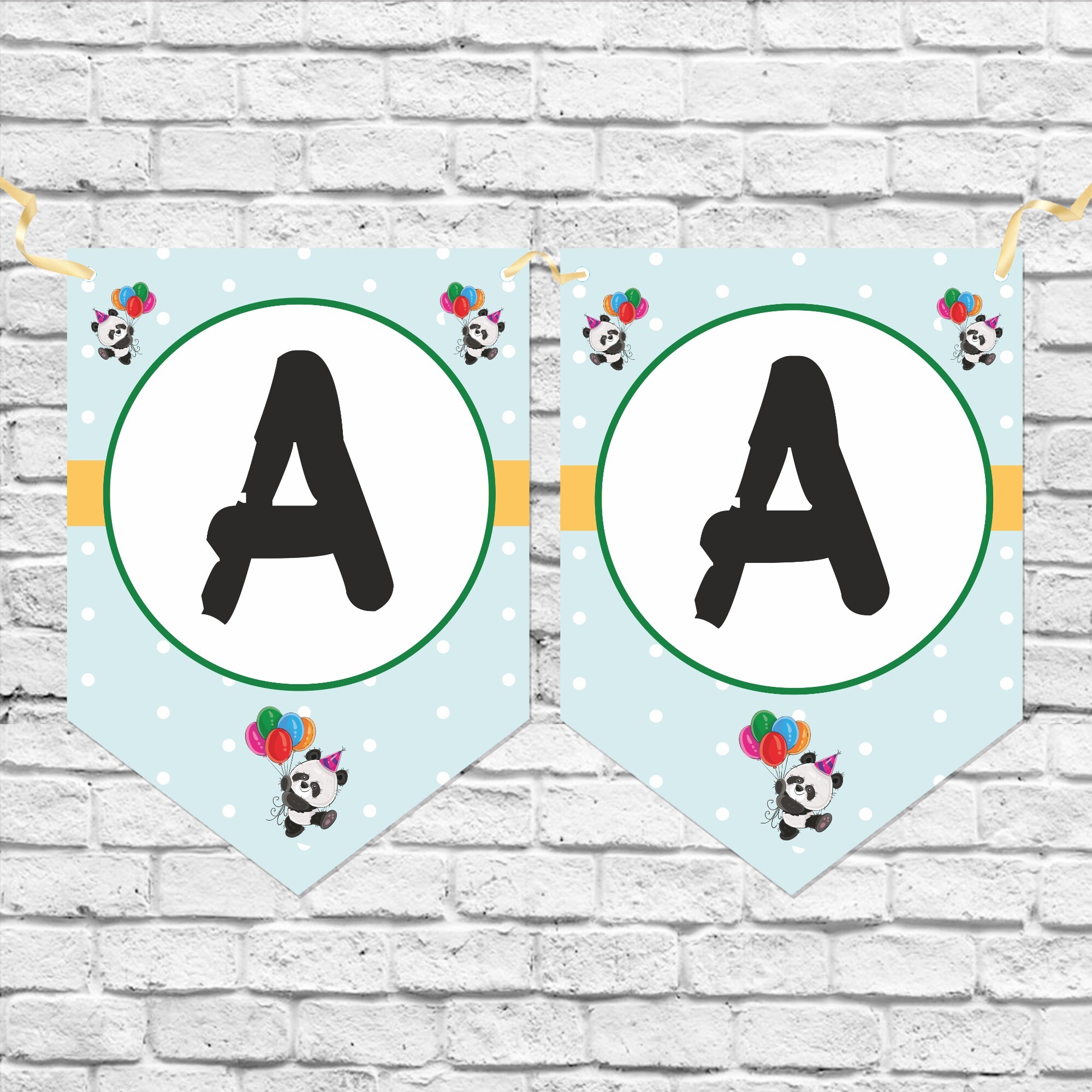 Panda Temalı Harf Banner