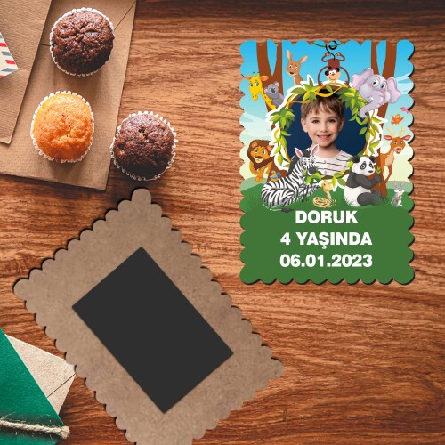 Safari Temalı Resimli Pötibör Ahşap Magnet
