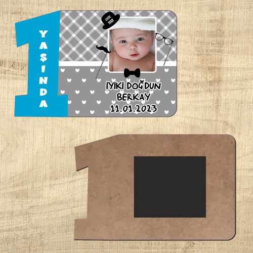 Little Man Küçük Adam 1 Yaş Mavi Rakamlı Ahşap Magnet