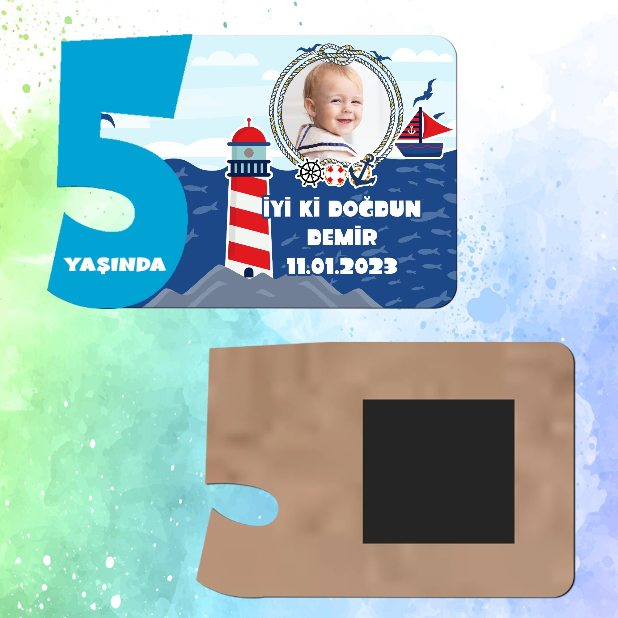 Denizci Teması 5 Yaşında Erkek Çocuk Magnet Ahşap