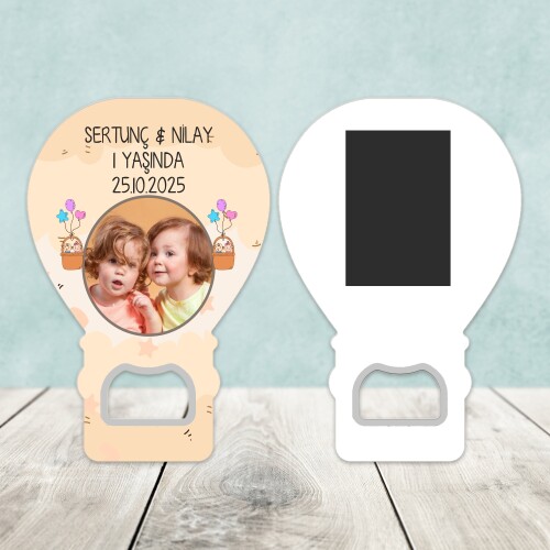 İkiz Bebek Balon Şekilli Açacaklı Magnet