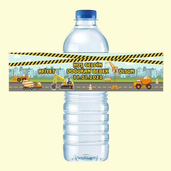 İş Makinaları Tasarımlı Küçük Su Etiketi 500ML