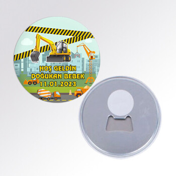 İş Makinaları Tasarımlı Buton Magnet Açacak