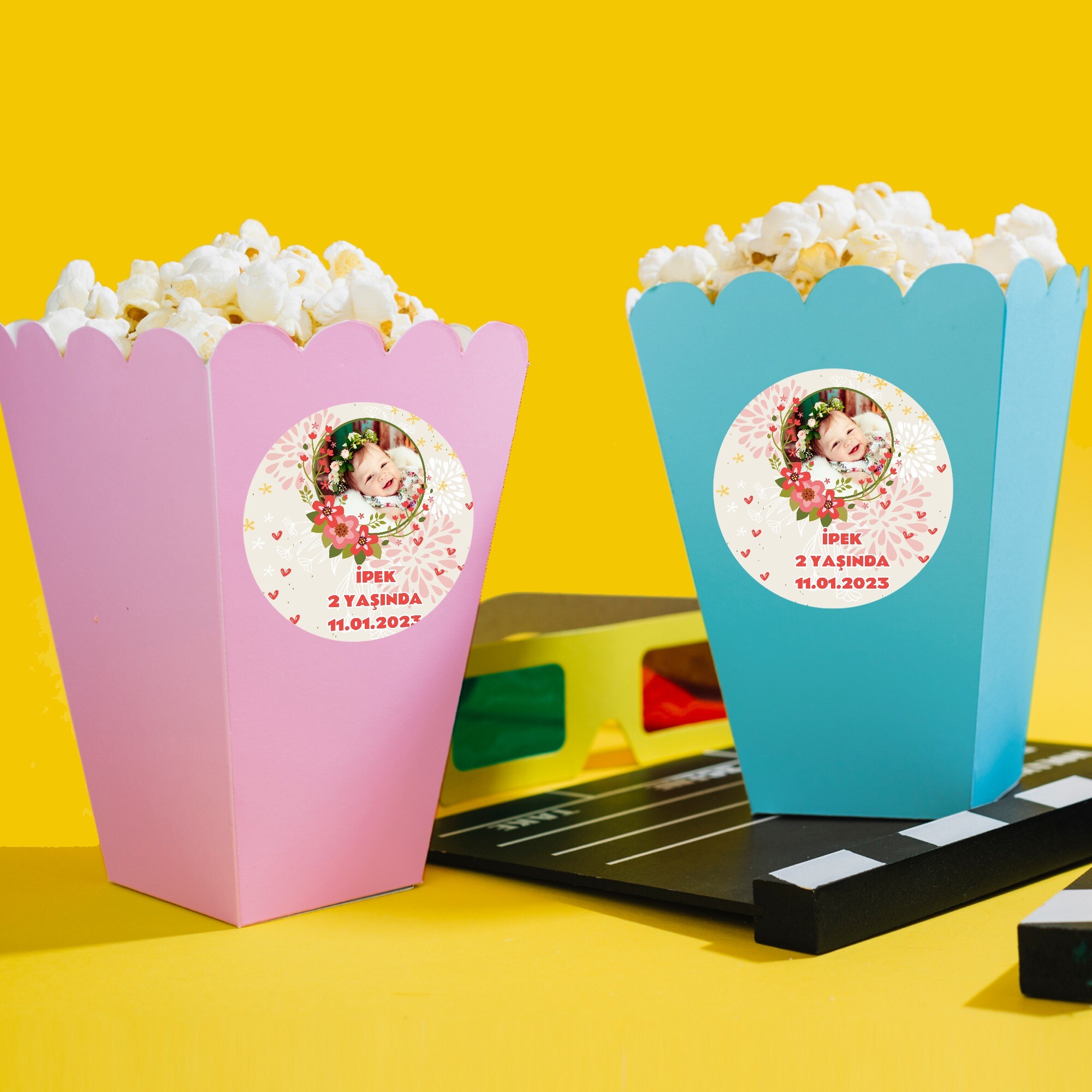 Çiçekli Popcorn Kutusu