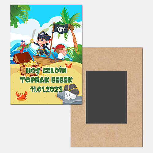 Korsan Temalı Ahşap Hediye Magnet