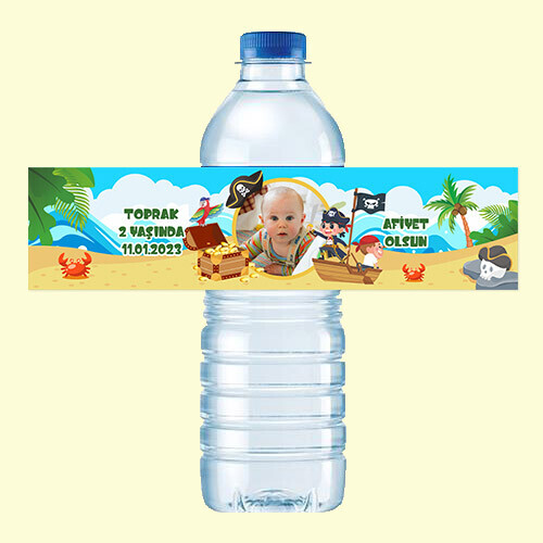 Korsan Temalı 500ML Su Sargısı Etiketi