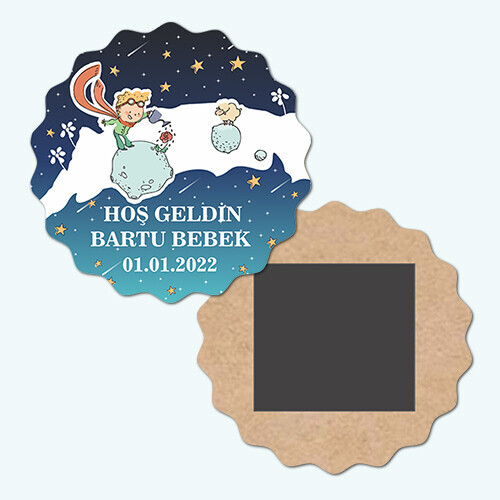 Küçük Prens Dalgalı Ahşap Bebek Magneti