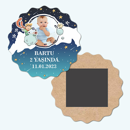 Küçük Prens Dalgalı Ahşap Yaş Magneti