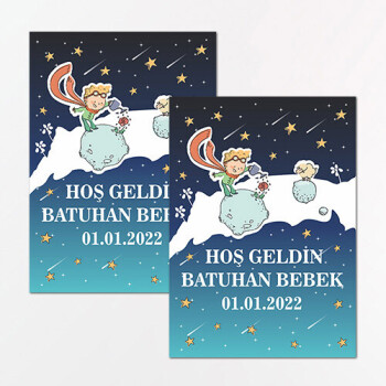 Küçük Prens Dikdörtgen Bebek Sticker Etiket