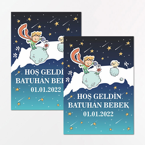 Küçük Prens Dikdörtgen Bebek Sticker Etiket