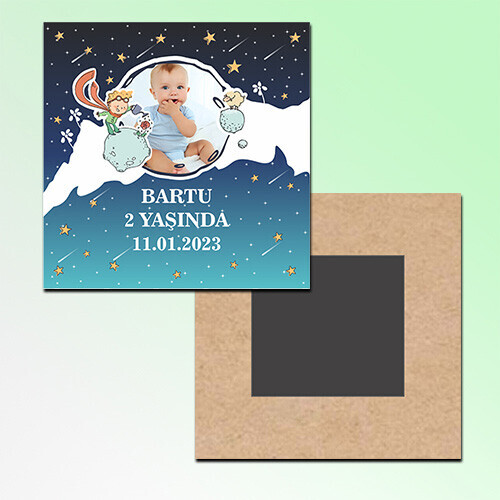 Küçük Prens Kare Ahşap Magnet