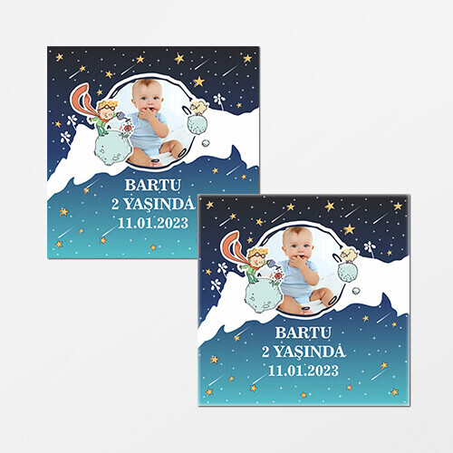Küçük Prens Kare Doğum Günü Sticker