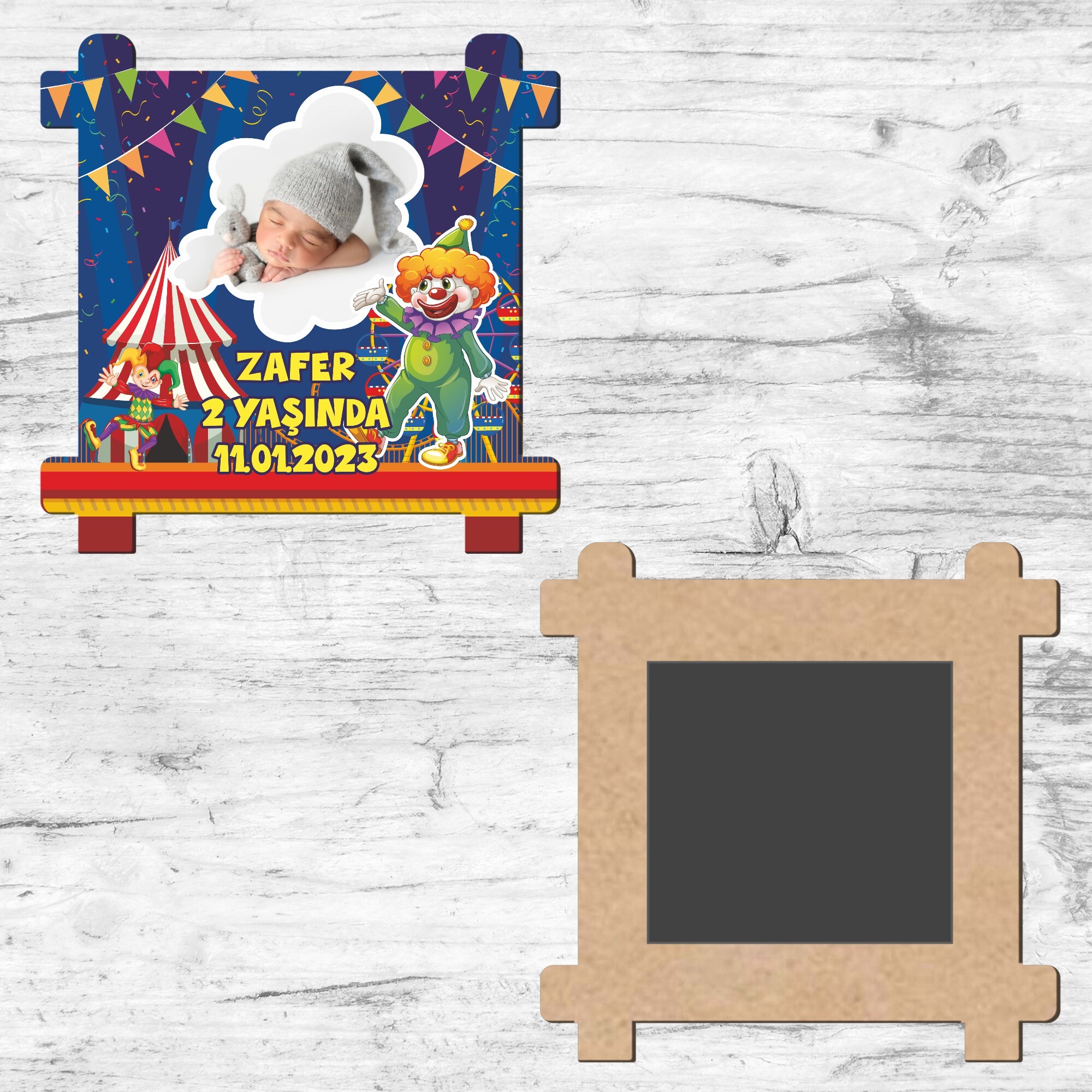 Palyaço Temalı Ahşap Çit Şeklinde Magnet