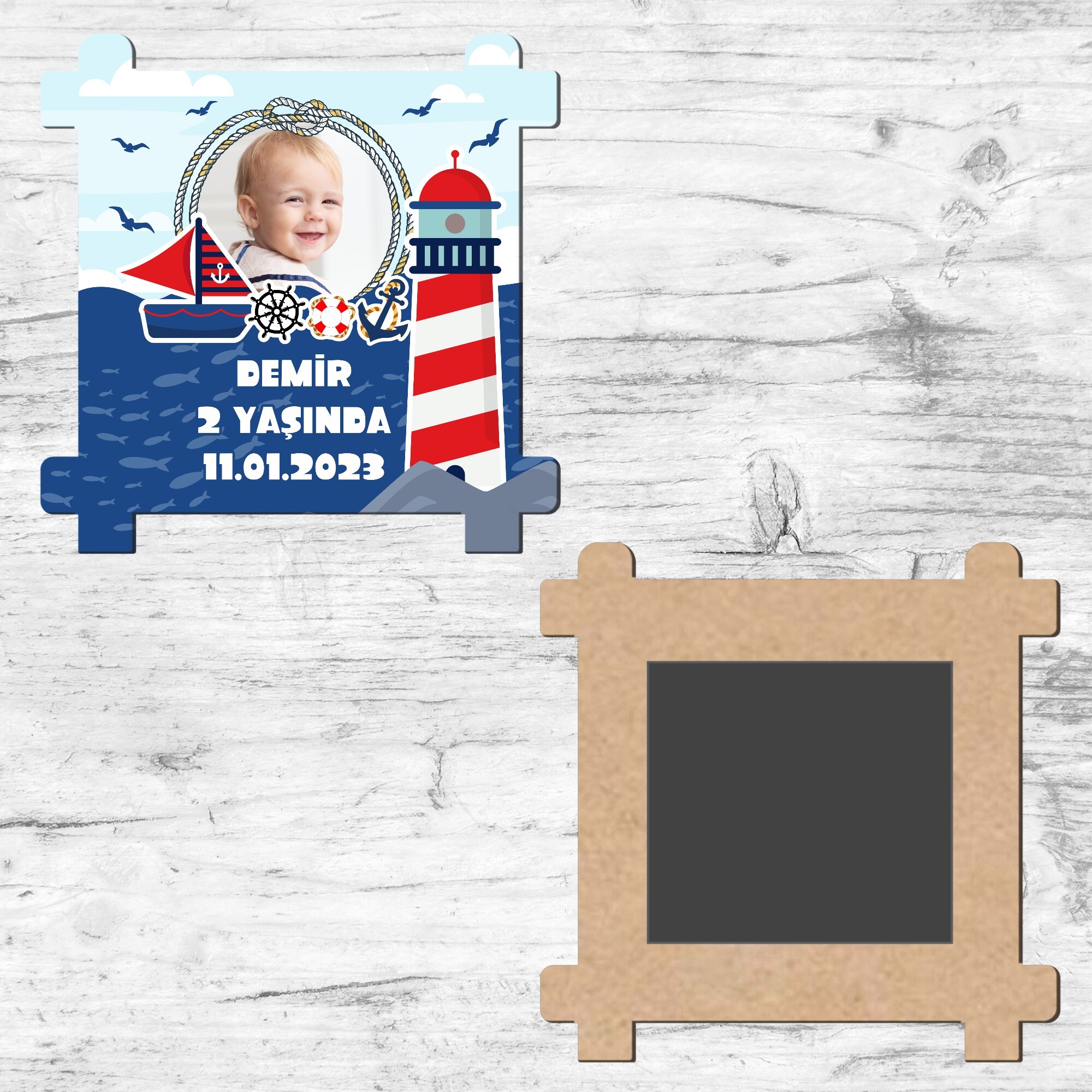 Denizci Teması Ahşap Çit Şeklinde Magnet