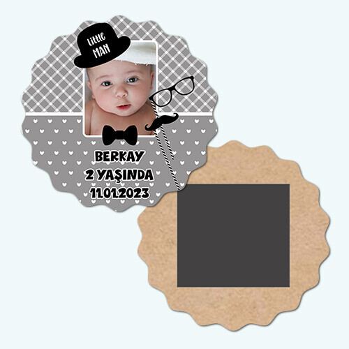 Little Man Küçük Adam Dalgalı Ahşap Yaş Magneti