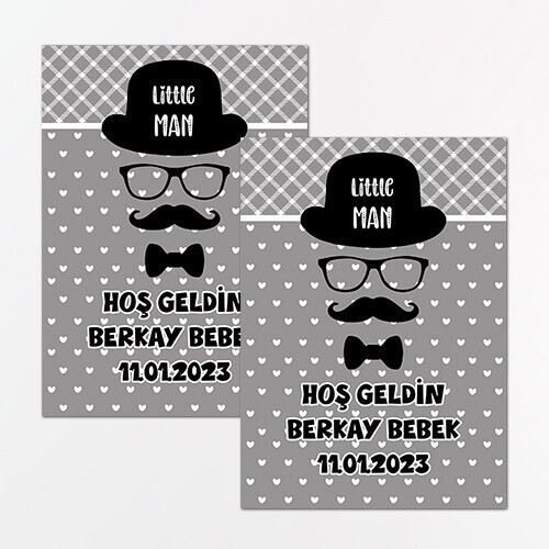 Little Man Küçük Adam Dikdörtgen Bebek Sticker Etiket