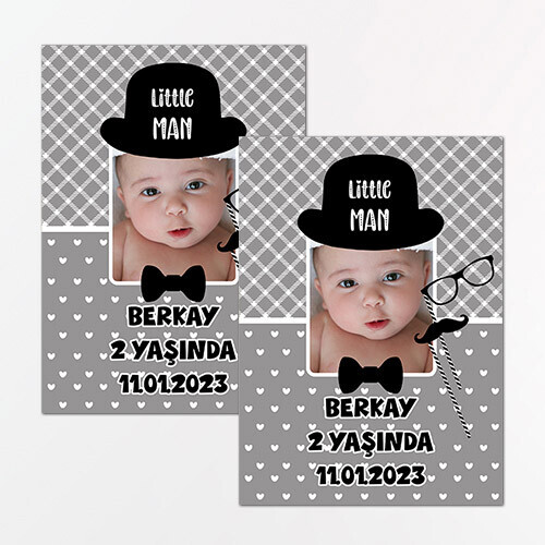 Little Man Küçük Adam Dikdörtgen Parti Etiketi