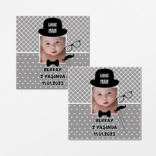 Little Man Küçük Adam Kare Doğum Günü Sticker