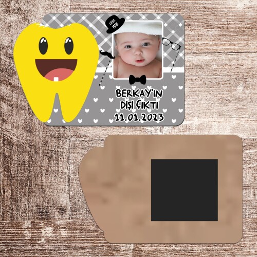 Little Man Küçük Adam Dişim Çıktı Ahşap Magnet Sarı Diş