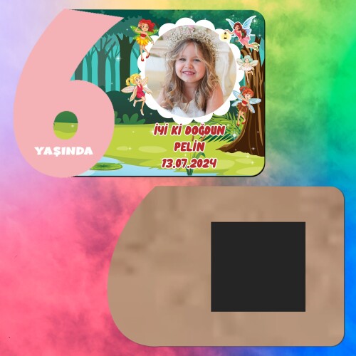 Peri Kızlar 6 Yaş Kız Çocuk Ahşap Pembe Rakam Magnet